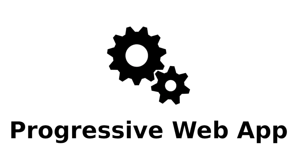 Logo delle Progressive Web App con ingranaggi.