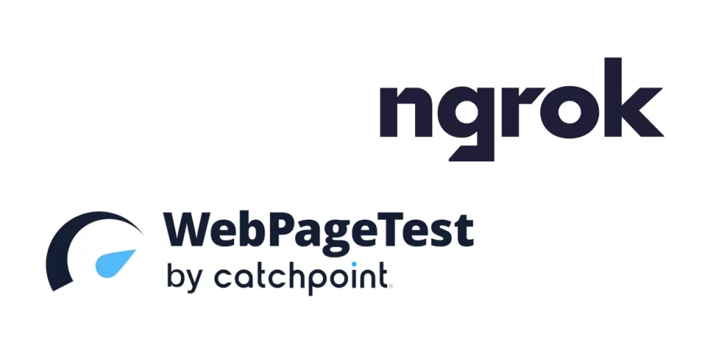 Loghi di WebPageTest e Ngrok, strumenti per testare le prestazioni dei siti web.